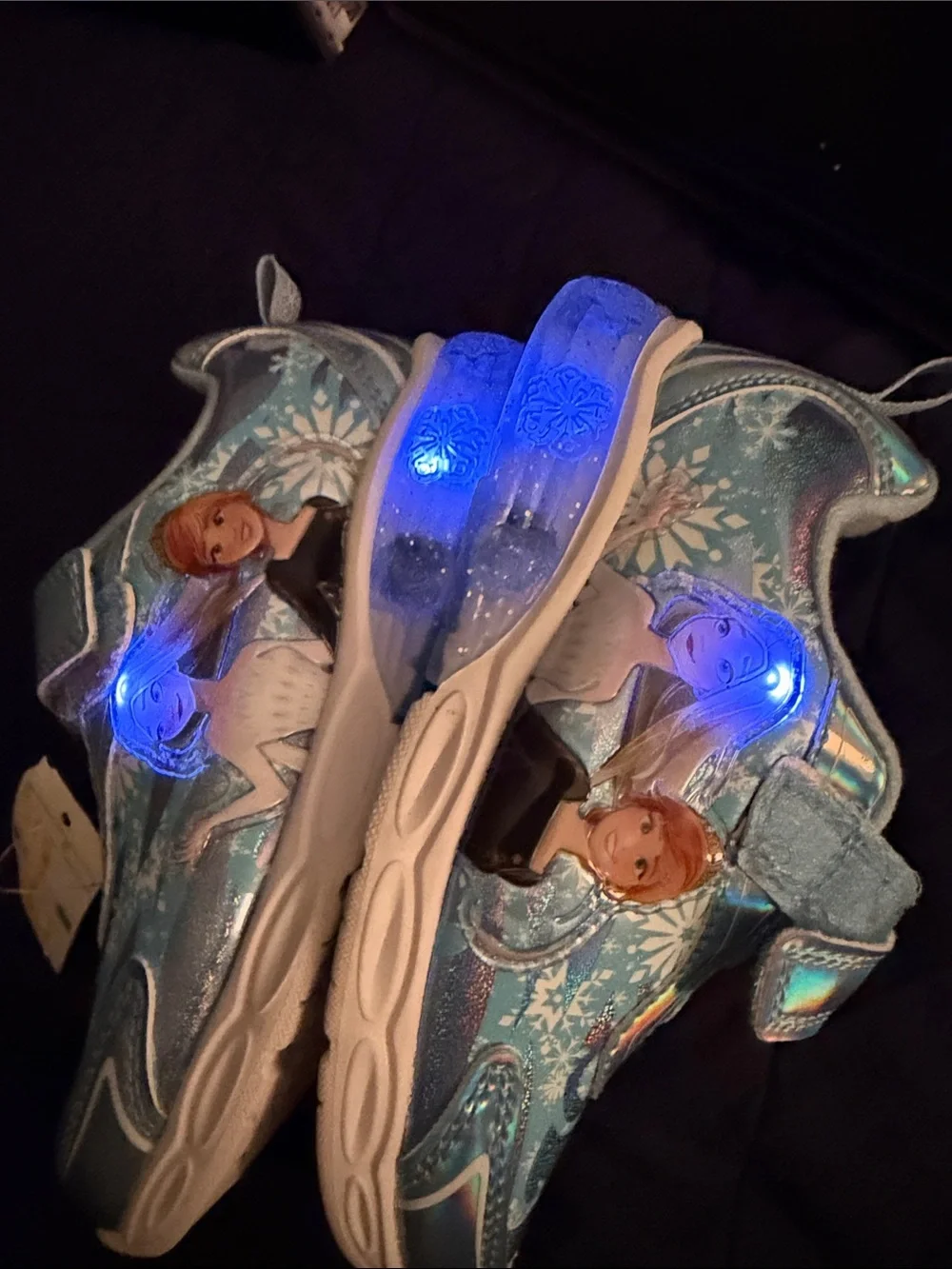 Girls' Disney frozen Light Blue Holographic Sneakers